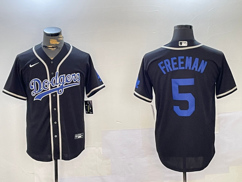 Men's Los Angeles Dodgers Freddie Freeman #5 Black Alternate Jersey